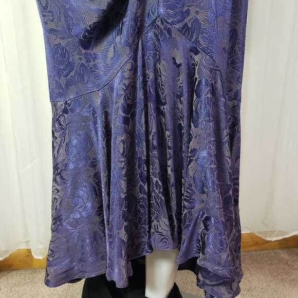 Vintage B.B. Collections purple floral wrap dress covered button mermaid hem 12 - Picture 3 of 14